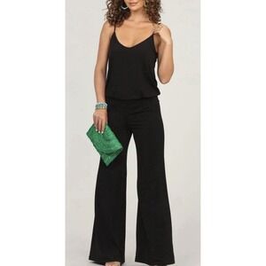 Veronica M Black Drop Waist Jumpsuit NWT Size S Wide Leg Modern City Resort